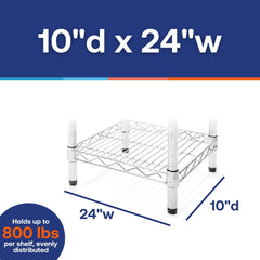 10"d x 24"w Chrome Wire Shelving w/ 4 Shelves