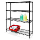 12"d x 54"h Black Wire Shelving w/ 4 Shelves