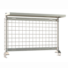 12"d x 34"h TableWorx Work Table Risers w/ Cantilevered Stainless Steel Solid Shelf & SmartWall Grid - Rear Mount