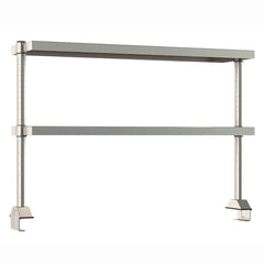12"d x 34"h TableWorx Work Table Risers w/ Cantilevered Stainless Steel Solid Shelves - Center Mount