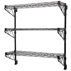 14"d Black Single Wall Mounted Wine Racks w/ 3 Shelves