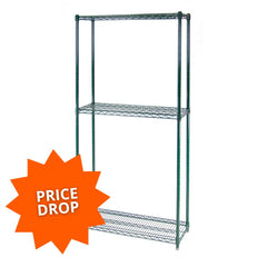 12"d 3-Tier Green Wire Shelving