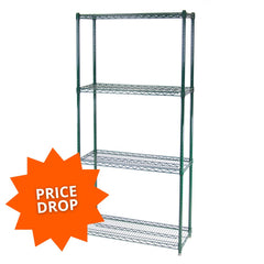 18"d 4-Tier Green Wire Shelving