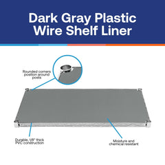 *BOGO SPECIAL* 12"d Plastic Wire Shelf Liners - Dark Gray