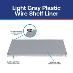 12"d Plastic Wire Shelf Liners 2-Pack - Light Gray