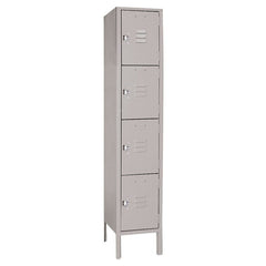 12"d x 12"w x 54"h 4-Tier Steel Lockers - Gray