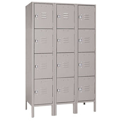 12"d x 12"w x 54"h 4-Tier Steel Lockers - Gray