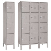 15"d x 12"w x 78"h 4-Tier Steel Lockers - Gray