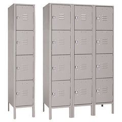 15"d x 12"w x 78"h 4-Tier Steel Lockers - Gray