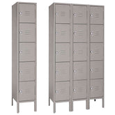 15"d x 12"w x 66"h 5-Tier Steel Lockers - Gray