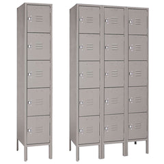 15"d x 15"w x 66"h 5-Tier Steel Lockers - Gray