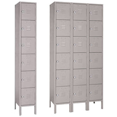 15"d x 12"w x 78"h 6-Tier Steel Lockers - Gray