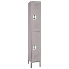 12"d x 12"w x 66"h Double Tier Steel Lockers - Gray
