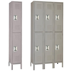 15"d x 15"w x 78"h Double Tier Steel Lockers - Gray