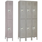 12"d x 12"w x 78"h Double Tier Steel Lockers - Gray