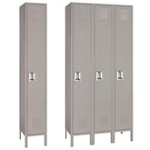 12"d x 12"w x 66"h Single Tier Steel Lockers - Gray
