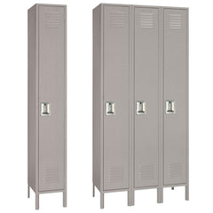 15"d x 12"w x 78"h Single Tier Steel Lockers - Gray