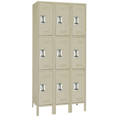15"d x 12"w x 78"h 3-Tier Steel Lockers - Tan