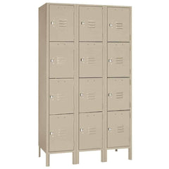 15"d x 12"w x 78"h 4-Tier Steel Lockers - Tan