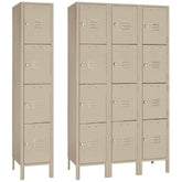 15"d x 12"w x 78"h 4-Tier Steel Lockers - Tan