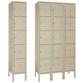 15"d x 15"w x 66"h 5-Tier Steel Lockers - Tan