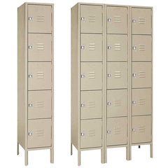 15"d x 15"w x 66"h 5-Tier Steel Lockers - Tan