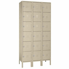 12"d x 12"w x 78"h 6-Tier Steel Lockers - Tan