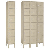 12"d x 12"w x 78"h 6-Tier Steel Lockers - Tan