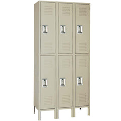 15"d x 12"w x 78"h Double Tier Steel Lockers - Tan