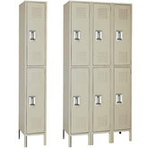 12"d x 12"w x 78"h Double Tier Steel Lockers - Tan