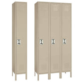 12"d x 12"w x 78"h Single Tier Steel Lockers - Tan