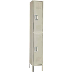 12"d x 12"w x 66"h Double Tier Steel Lockers - Tan