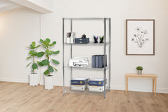 12"d x 36"w Chrome Wire Shelving w/ 4 Shelves