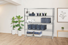 12"d x 60"w Chrome Wire Shelving w/ 5 Shelves