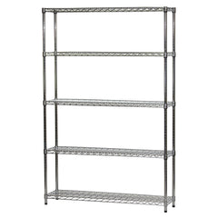12"d x 48"w Chrome Wire Shelving w/ 5 Shelves