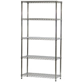 14"d x 36"w Chrome Wire Shelving w/ 5 Shelves