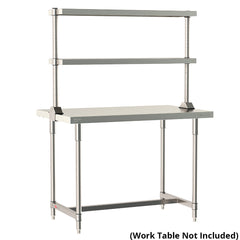 12"d x 34"h TableWorx Work Table Risers w/ Cantilevered Stainless Steel Solid Shelves - Center Mount