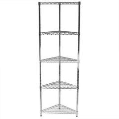 18"d Chrome Wire Triangle Corner Unit w/ 5 Shelves