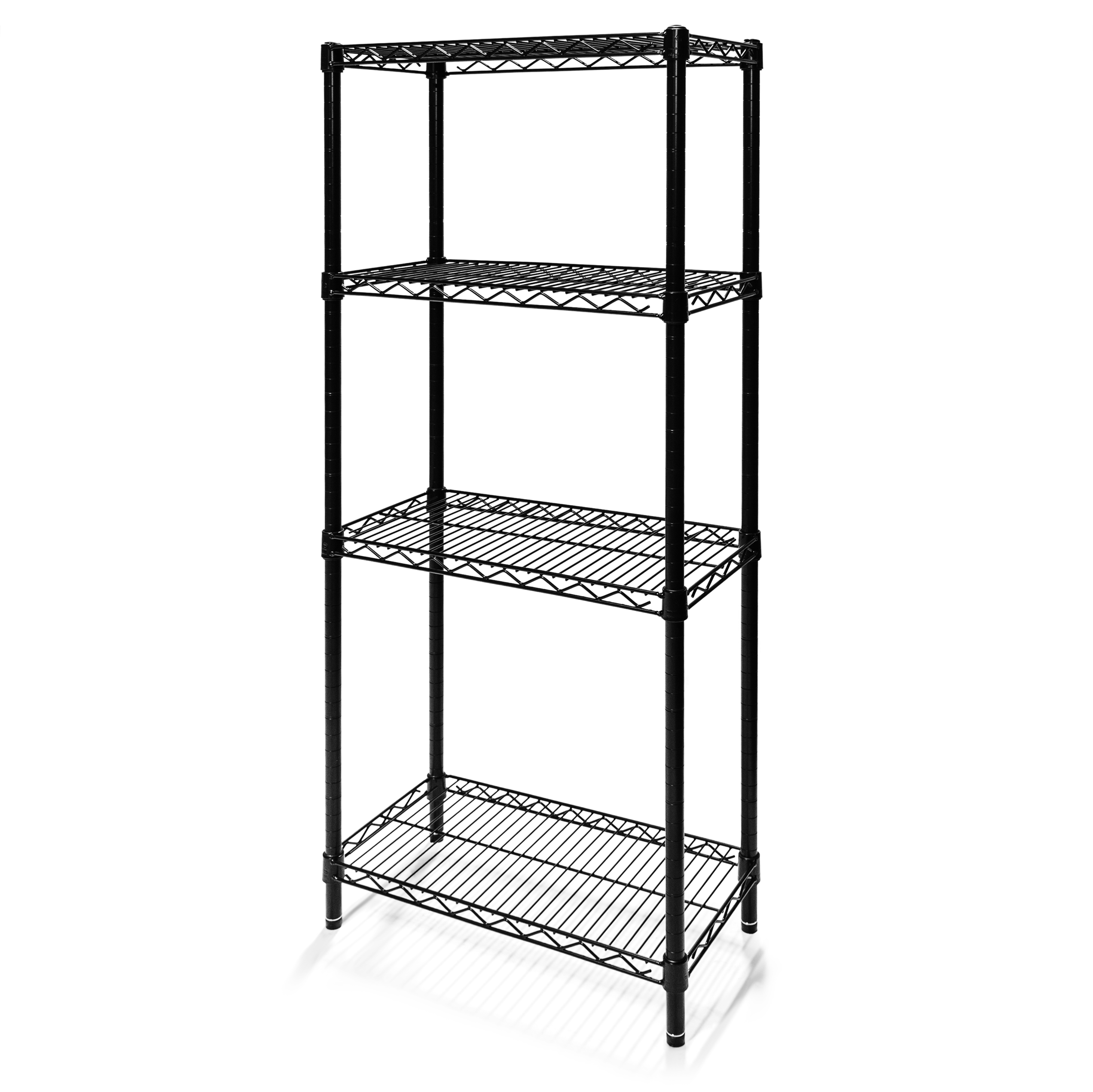 12"d x 54"h Black Wire Shelving w/ 4 Shelves