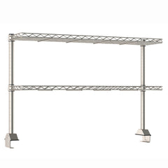 12"d x 34"h TableWorx Work Table Risers w/ Cantilevered Stainless Steel Wire Shelves - Rear Mount