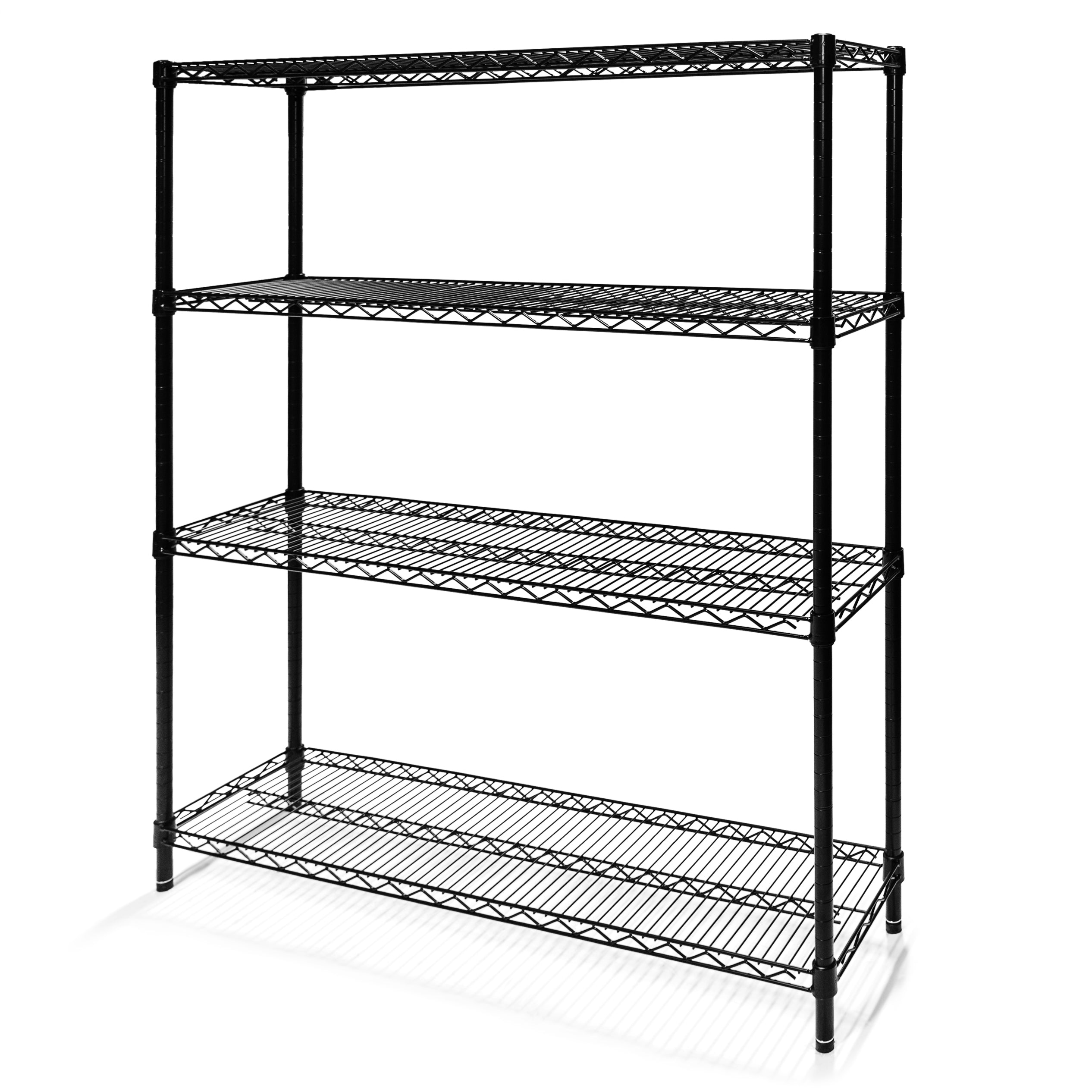 12"d x 54"h Black Wire Shelving w/ 4 Shelves