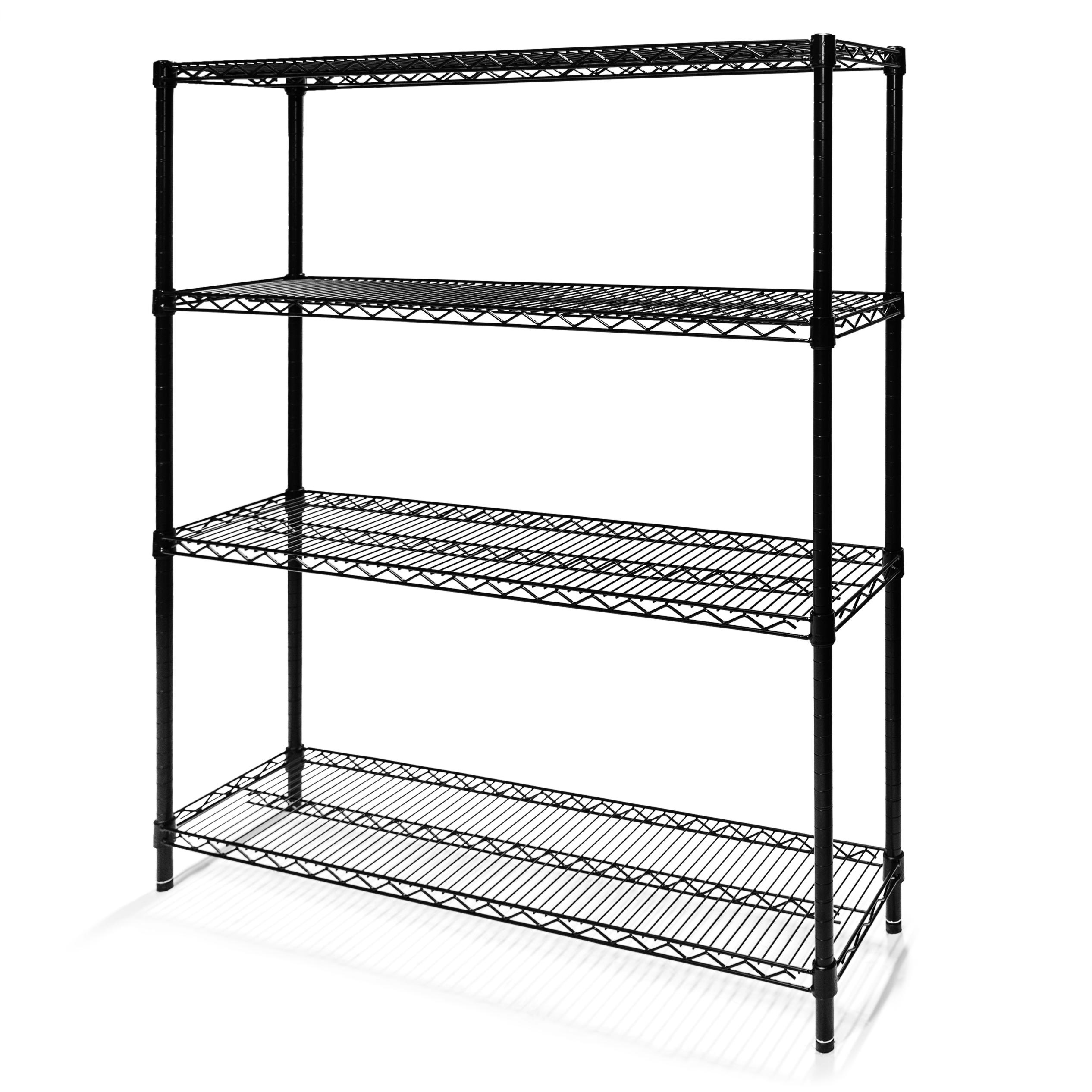 12"d x 64"h Black Wire Shelving w/ 4 Shelves