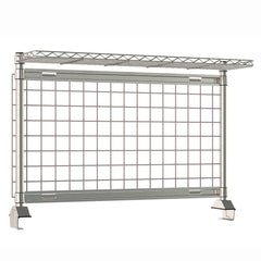 12"d x 34"h TableWorx Work Table Risers w/ Cantilevered Stainless Steel Wire Shelf & Epoxy SmartWall Grid - Rear Mount