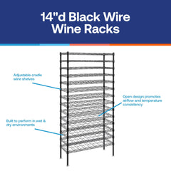 14"d Black Wire Wine Racks