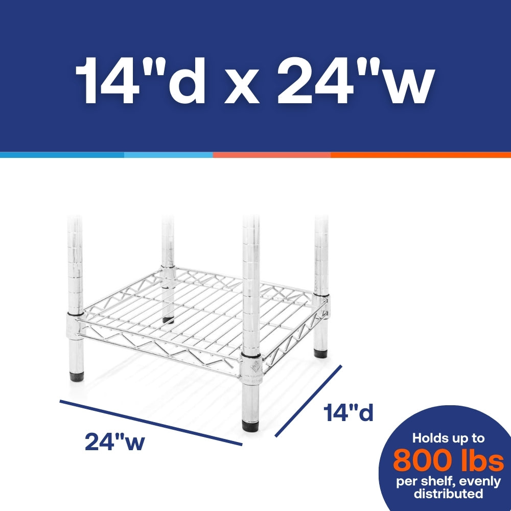 14"d x 24"w Chrome Wire Shelving w/ 4 Shelves