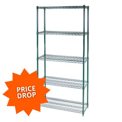 18"d 5-Tier Green Wire Shelving