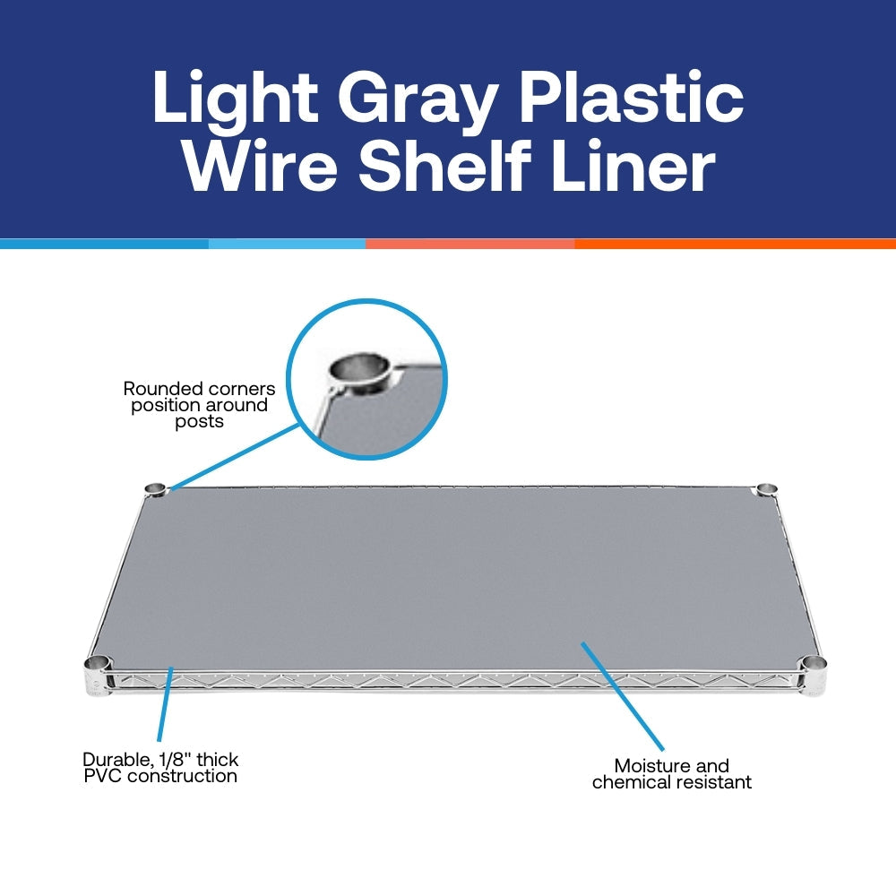 10"d Plastic Wire Shelf Liners 2-Pack- Light Gray
