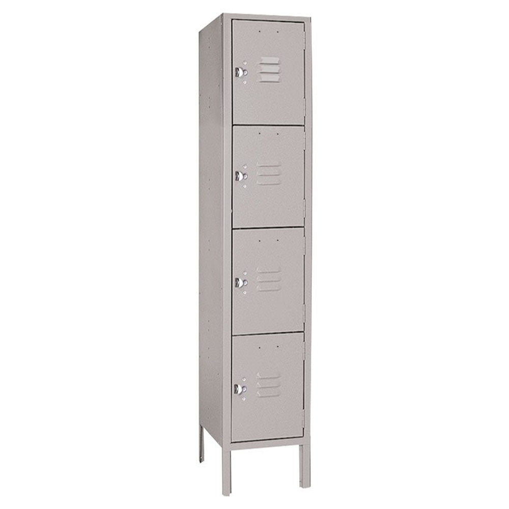 12"d x 12"w x 54"h 4-Tier Steel Lockers - Gray