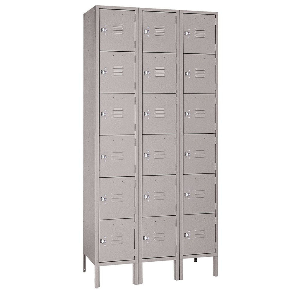 15"d x 12"w x 78"h 6-Tier Steel Lockers - Gray