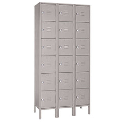 15"d x 12"w x 78"h 6-Tier Steel Lockers - Gray